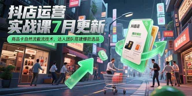 抖店运营实战课7月更新，商品卡自然流截流技术，达人团队搭建爆款选品9-博哥副业